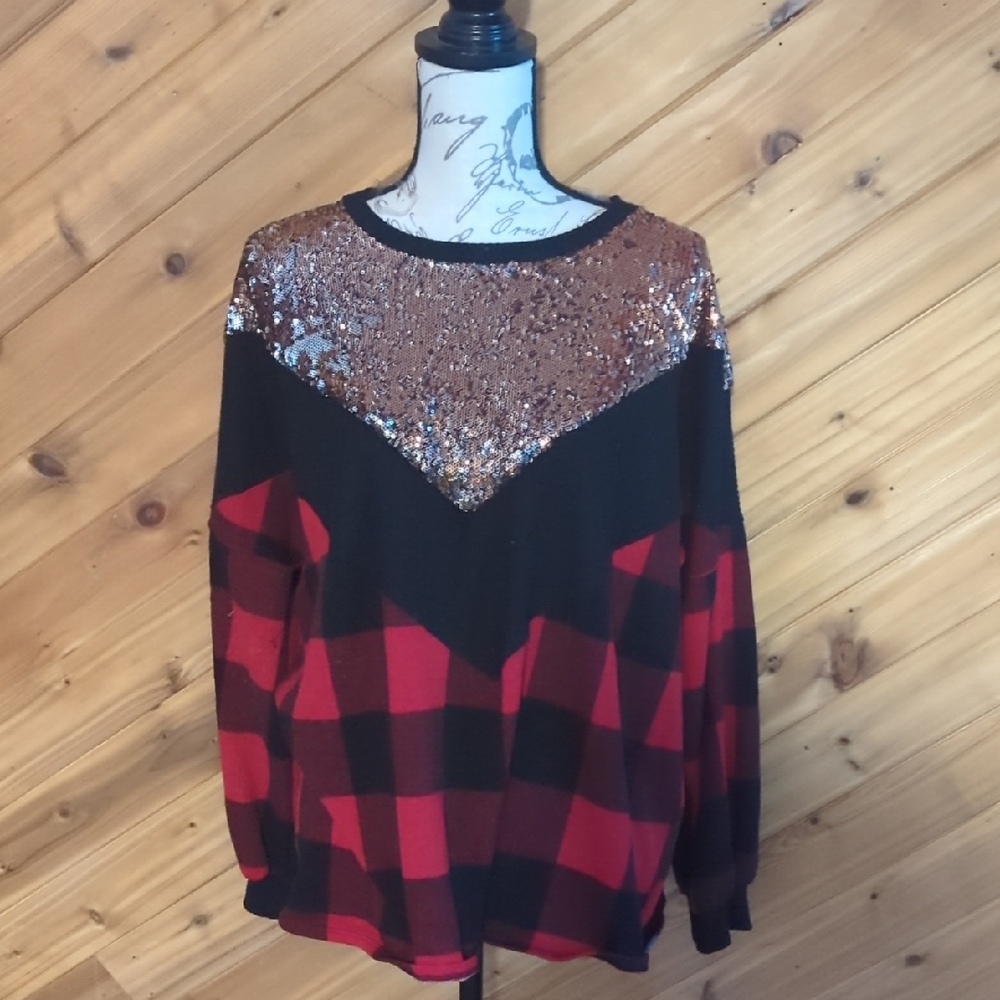 Plaid Sequin Women's Sweater